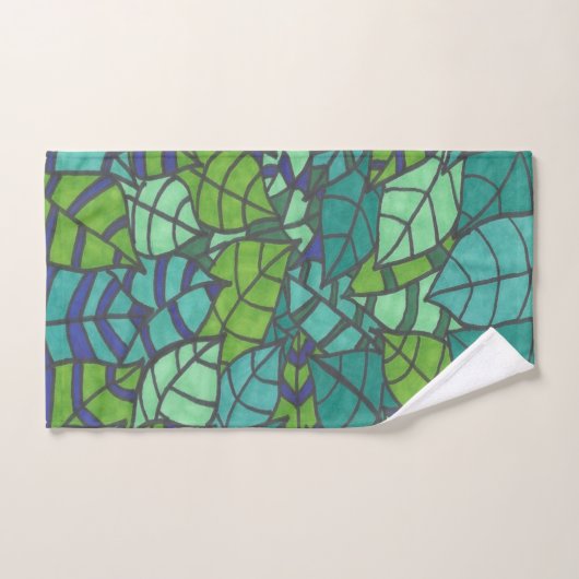 Green Tropical Leaves Bad Handdoek (Handdoek)