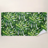 Green Tropical Leaves Beach Towel Strandlaken (Voorkant)