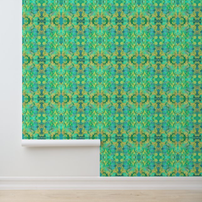 Green Tropical Leaves Behang (Applicatie)