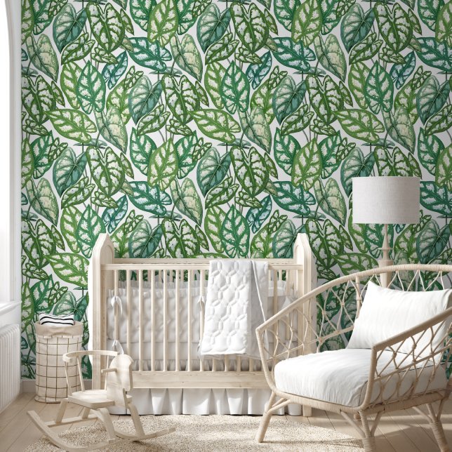 Green Tropical Leaves Behang (Kinderen)