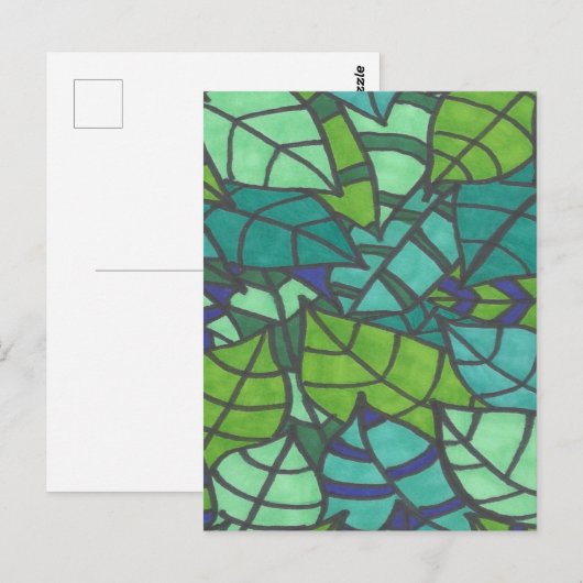 Green Tropical Leaves Briefkaart (Voorkant / Achterkant)
