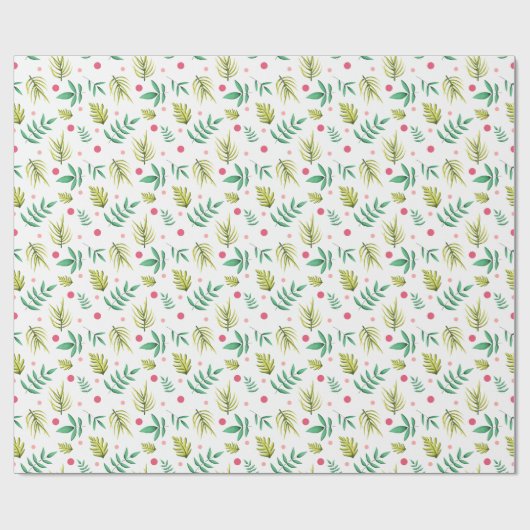 Green Tropical Leaves Cadeaupapier (Vlak)
