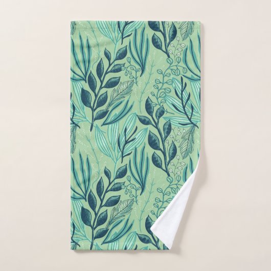 Green Tropical Leaves Caribbean Foliage Print   Handdoek (Handdoek)