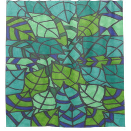 Green Tropical Leaves Douchegordijn