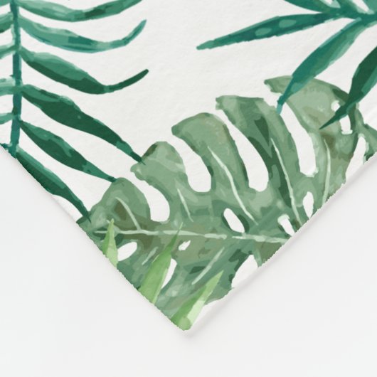 Green Tropical Leaves Fleece Deken (Hoek)