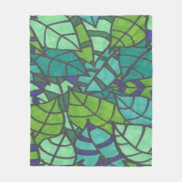 Green Tropical Leaves Fleece Deken