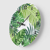 Green Tropical Leaves Grote Klok (Hoek)