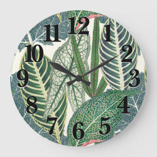 Green Tropical Leaves Grote Klok