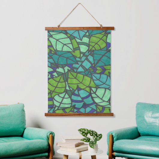 Green Tropical Leaves Hangend Wandkleed (Woonkamer)