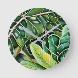 Green Tropical Leaves Housewarming Gift Ronde Klok