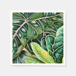 Green Tropical Leaves Housewarming Gift Servet
