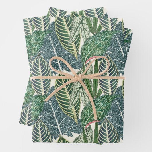 Green Tropical Leaves Inpakpapier Vel (In situ)