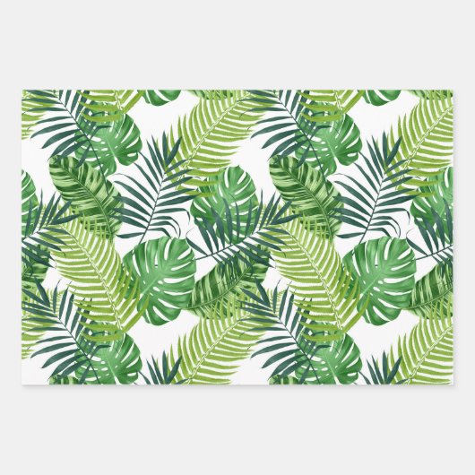 Green Tropical Leaves Inpakpapier Vel (Voorkant 2)