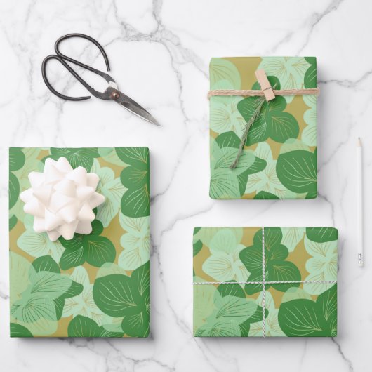 Green Tropical Leaves Inpakpapier Vel (Voorkant)