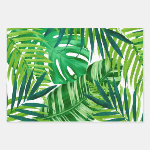 Green Tropical Leaves Inpakpapier Vel
