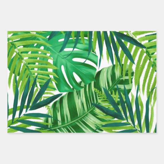 Green Tropical Leaves Inpakpapier Vel (Voorkant)