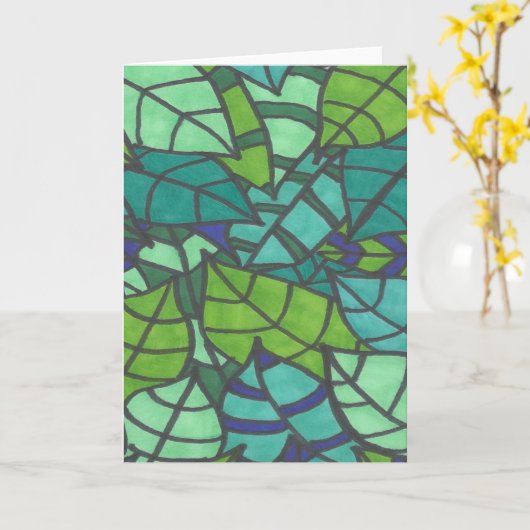 Green Tropical Leaves Kaart (Gele Bloem)