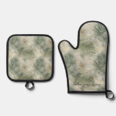 Green Tropical Leaves Ovenwant & Pannenlap Set (Voorkant)