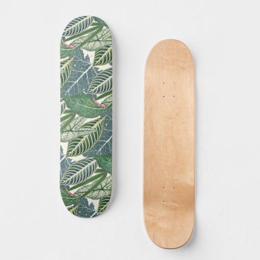 Green Tropical Leaves Persoonlijk Skateboard (Voorkant)