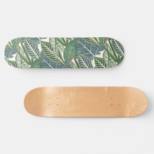 Green Tropical Leaves Persoonlijk Skateboard (Horizontaal)