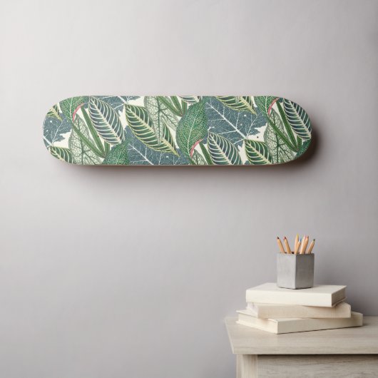 Green Tropical Leaves Persoonlijk Skateboard (Muurkunst (Horizontaal))