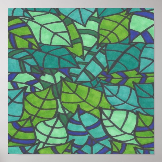 Green Tropical Leaves Poster (Voorkant)