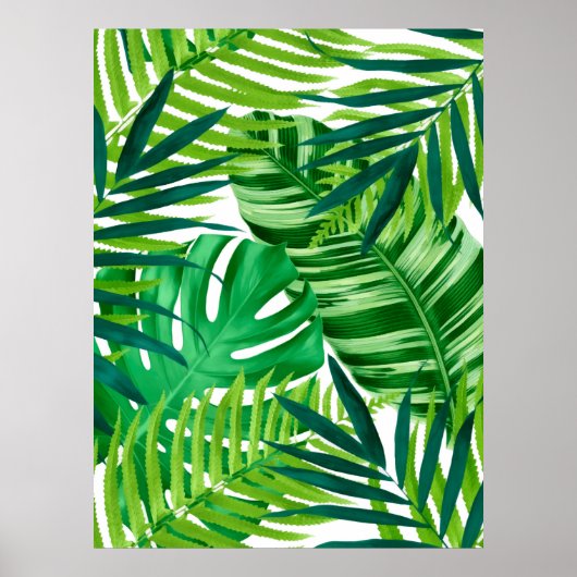 Green Tropical Leaves Poster (Voorkant)