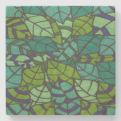 Green Tropical Leaves Stenen Onderzetter (Voorkant)