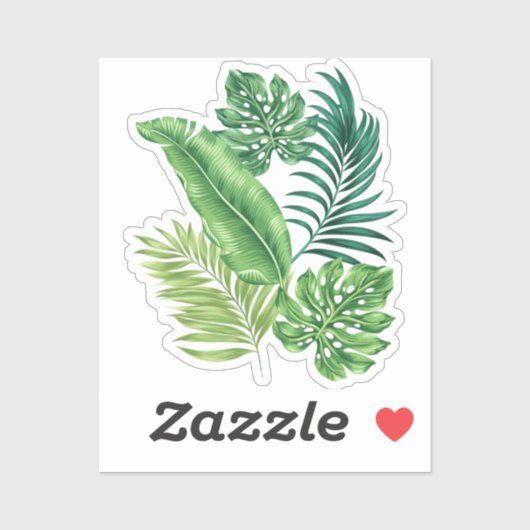 Green Tropical Leaves Sticker (Vel)
