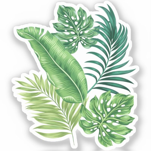 Green Tropical Leaves Sticker (Voorkant)
