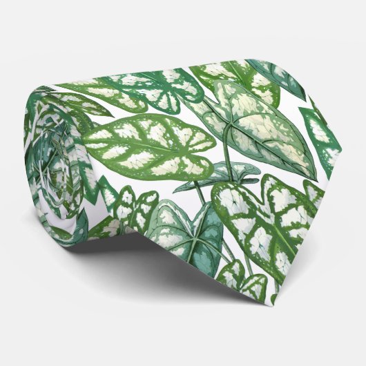 Green Tropical Leaves Stropdas (Opgerold)