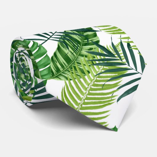 Green Tropical Leaves Stropdas (Opgerold)