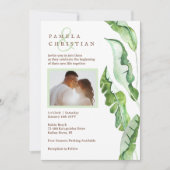 Green Tropical Leaves Wedding Kaart (Voorkant)