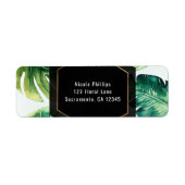 Green Tropical Leaves White Elegant Invitation Etiket (Voorkant)