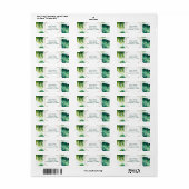 Green Tropical Leaves White Elegant Invitation Etiket (Full Sheet)