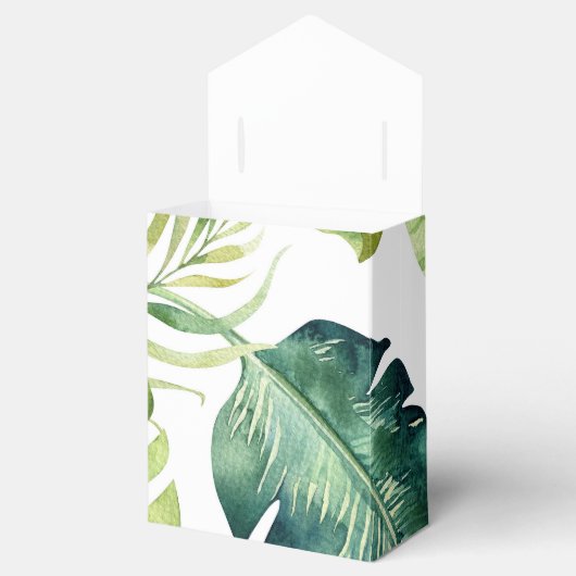 Green Tropical Leaves White Elegant Wedding Favor Bedankdoosjes (Geopend)
