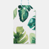 Green Tropical Leaves White Elegant Wedding Favor Cadeaulabel (Achterkant)