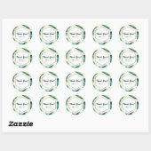Green Tropical Leaves White Elegant Wedding Favor Ronde Sticker (Vel)