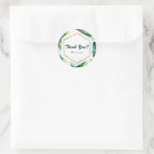 Green Tropical Leaves White Elegant Wedding Favor Ronde Sticker (Tas)