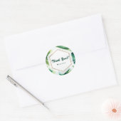 Green Tropical Leaves White Elegant Wedding Favor Ronde Sticker (Envelop)