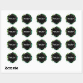 Green Tropical Leaves White Elegant Wedding Favor Ronde Sticker (Vel)