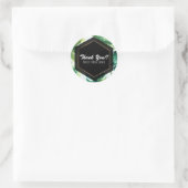 Green Tropical Leaves White Elegant Wedding Favor Ronde Sticker (Tas)