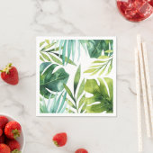 Green Tropical Leaves White Elegant Wedding Party Servet (Insitu)