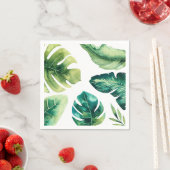 Green Tropical Leaves White Elegant Wedding Party Servet (Insitu)