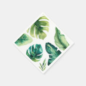 Green Tropical Leaves White Elegant Wedding Party Servet (Hoek)
