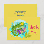 Green Tropical Lizard met Flowers Dank je Bedankkaart (Voorkant / Achterkant)