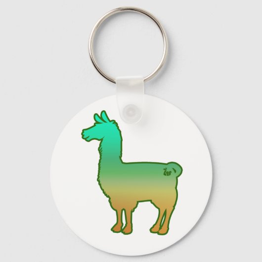 Green Tropical Llama Keychain (Voorkant)
