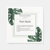 Green Tropical Monstera leaf Wedding Fun Facts Servet (Voorkant)