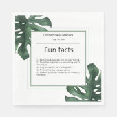 Green Tropical Monstera leaf Wedding Fun Facts Servet (Voorkant)