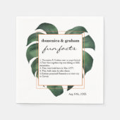 Green Tropical Monstera leaf Wedding Fun Facts Servet (Voorkant)